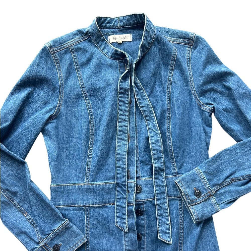 Madewell Blue Denim Dress long sleeve Size 4 - Picture 2 of 7